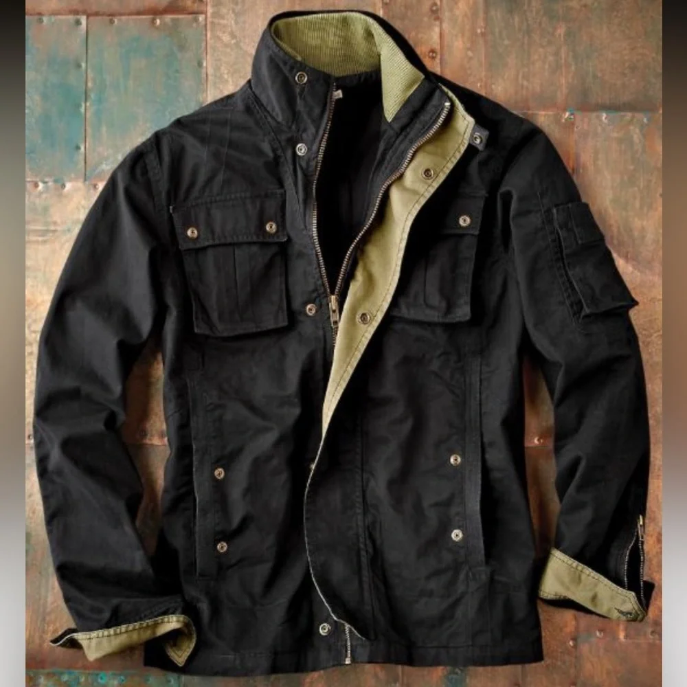 Carbob2Cobalt men’s navy field utility cotton jacket ribbed contrast collar sz L